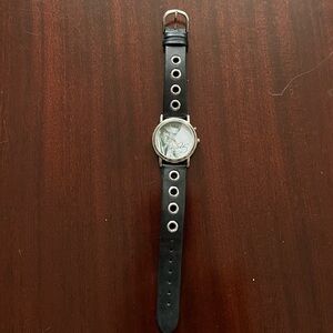 Vintage Black Leather Elvis Presley Strap Watch with Silver Accents